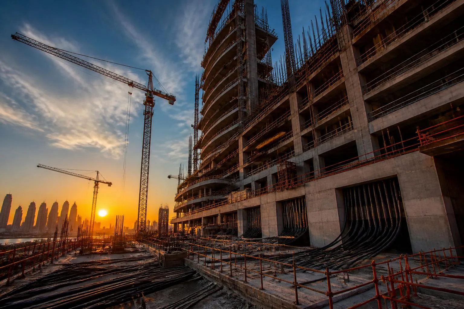 Post-tensioned construction site